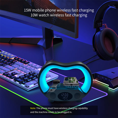 Aura Hub Pro: 6-in-1 Smart Center - Wireless Charging, Immersive Sound, and Dynamic Ambient Light